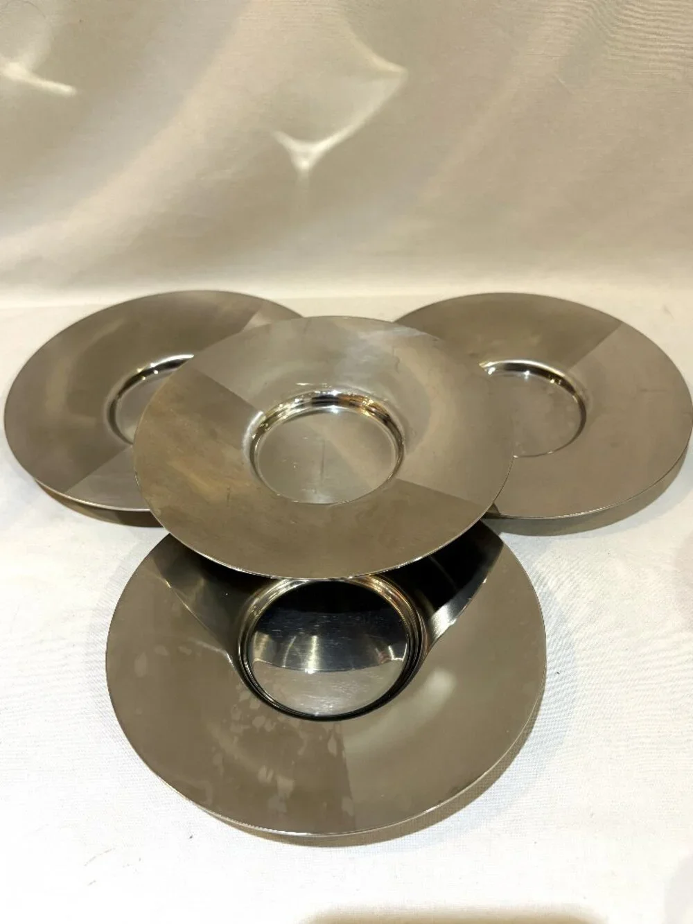 Set of 4 Nespresso Stainless Steel 18/10 Saucers 5 5/8